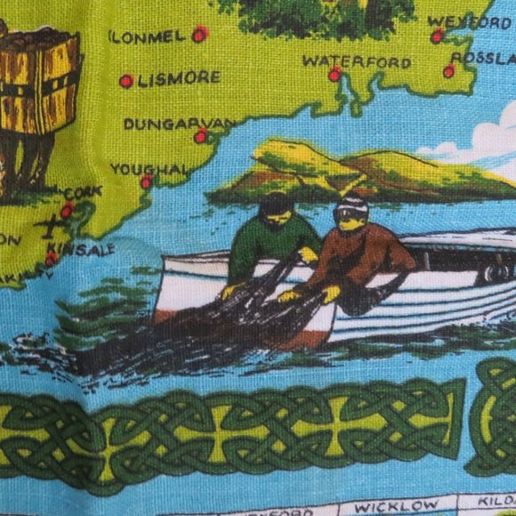 IRELAND Scenic TEATOWEL Vintage 100% Linen 28" x 19" (K170) - Picture 3 of 7